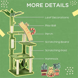 Multi-Level Cat Tree Tower with Sisal Scratching Posts & Hammock – Green & Beige