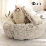 2-in-1 Round Plush Pet Bed – Warm & Cozy for Cats and Dogs