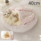 2-in-1 Round Plush Pet Bed – Warm & Cozy for Cats and Dogs