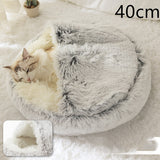 2-in-1 Round Plush Pet Bed – Warm & Cozy for Cats and Dogs