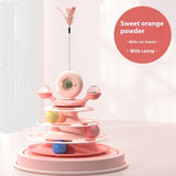 Four-Layer Turntable Cat Toy – Interactive Roller Track with Mint Ball