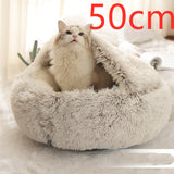 2-in-1 Round Plush Pet Bed – Warm & Cozy for Cats and Dogs