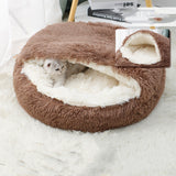 Winter Shell-Style Pet Nest – Warm & Enclosed Bed for Cats and Small Dogs
