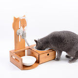 Solid Wood Pet Feeder & Water Fountain