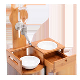 Solid Wood Pet Feeder & Water Fountain