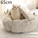 2-in-1 Round Plush Pet Bed – Warm & Cozy for Cats and Dogs