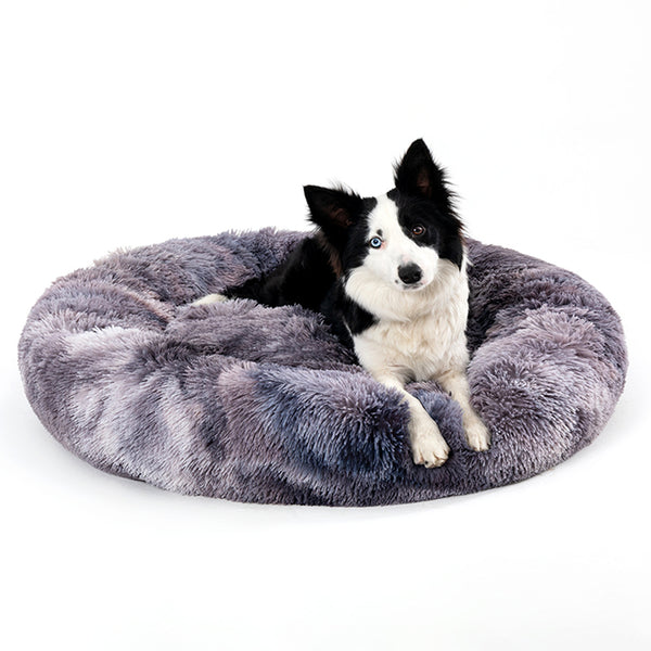 Fluffy Donut Pet Bed – Soft Plush, Washable & Calming for Dogs and Cats