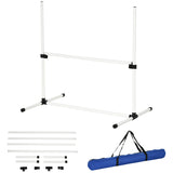 PawHut 4-Piece Dog Agility Training Kit – Adjustable Jump Bars with Carry Bag | White