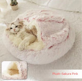 2-in-1 Round Plush Pet Bed – Warm & Cozy for Cats and Dogs