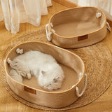 Woven Cotton & Linen Cat Nest – Scratch-Resistant & All-Season Comfort
