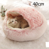 2-in-1 Round Plush Pet Bed – Warm & Cozy for Cats and Dogs
