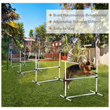 PawHut 4-Piece Dog Agility Training Kit – Adjustable Jump Bars with Carry Bag | White