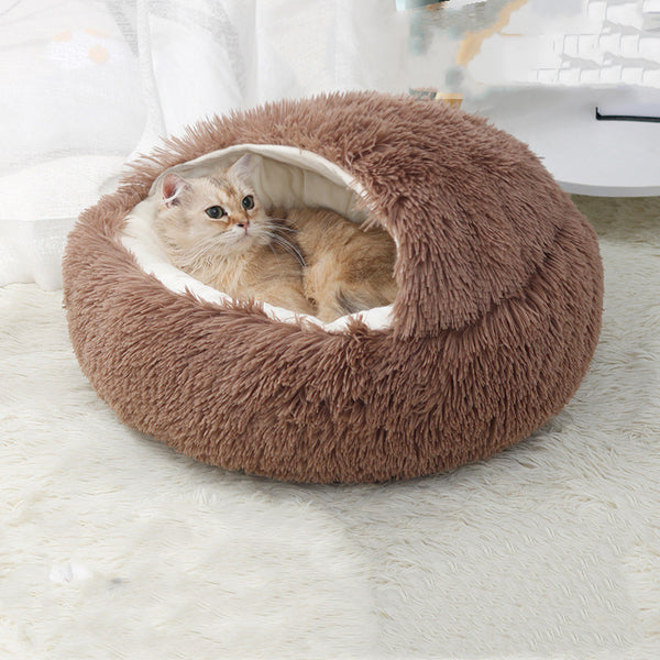 Winter Shell-Style Pet Nest – Warm & Enclosed Bed for Cats and Small Dogs