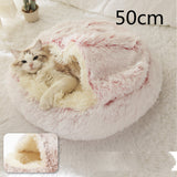 2-in-1 Round Plush Pet Bed – Warm & Cozy for Cats and Dogs