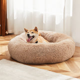 Anti-Slip Round Plush Faux Fur Pet Bed – Cozy Comfort for Cats and Small Dogs