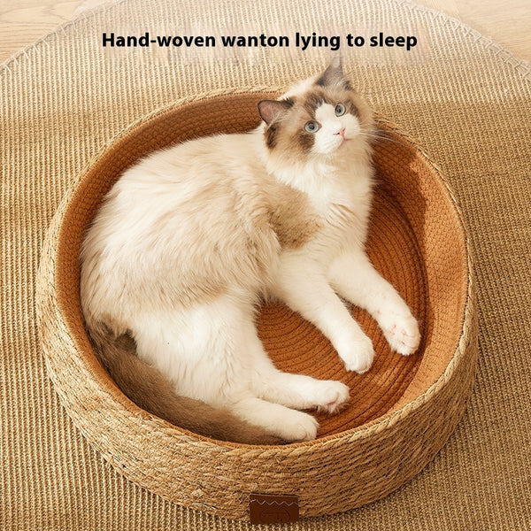 PE Rattan Cat Nest with Scratch Board – Durable & Breathable