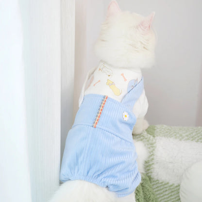 Winter Cat Overalls with Plush Dog Jacket