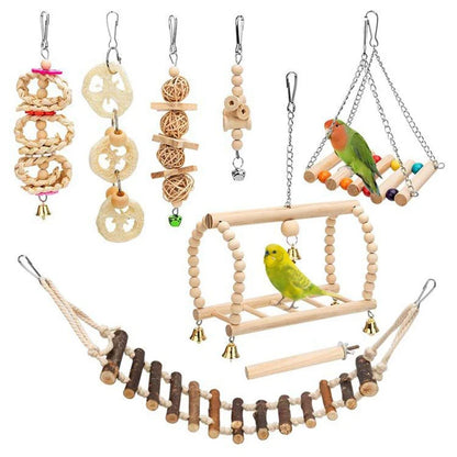 8PCS Set Combination Parrot Bird Toys