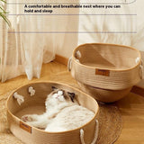 Woven Cotton & Linen Cat Nest – Scratch-Resistant & All-Season Comfort
