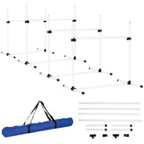 PawHut 4-Piece Dog Agility Training Kit – Adjustable Jump Bars with Carry Bag | White