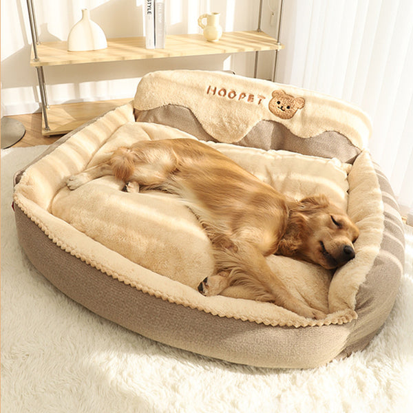 High-Back Pet Bed – Warm, Removable & Washable