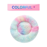 Fluffy Donut Pet Bed – Soft Plush, Washable & Calming for Dogs and Cats