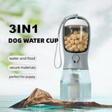 3-in-1 Portable Dog Water Bottle with Food Container & Waste Bag Dispenser