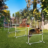 PawHut 4-Piece Dog Agility Training Kit – Adjustable Jump Bars with Carry Bag | White