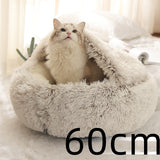 2-in-1 Round Plush Pet Bed – Warm & Cozy for Cats and Dogs