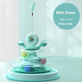 Four-Layer Turntable Cat Toy – Interactive Roller Track with Mint Ball