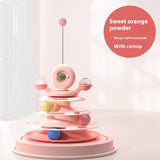 Four-Layer Turntable Cat Toy – Interactive Roller Track with Mint Ball