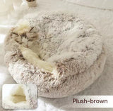 2-in-1 Round Plush Pet Bed – Warm & Cozy for Cats and Dogs