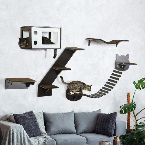 PawHut Wall-Mounted Cat Shelves